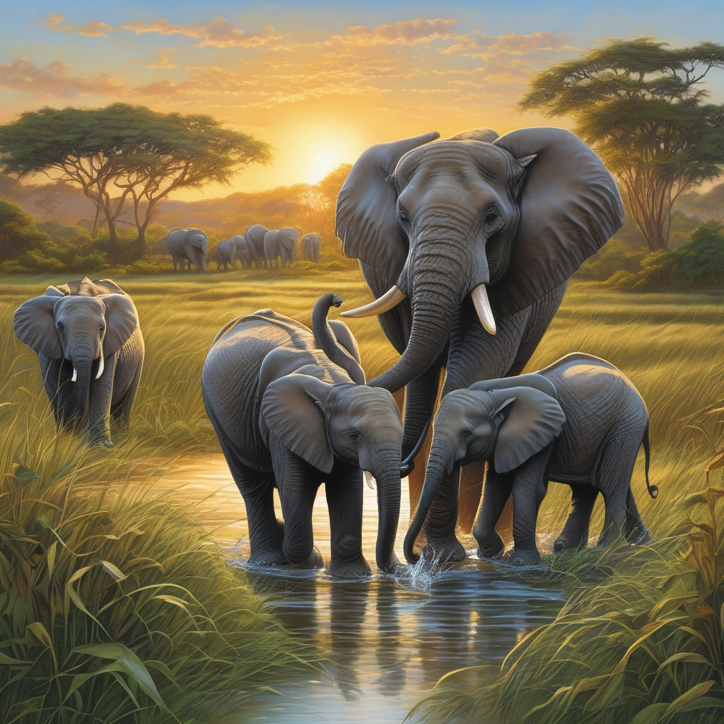 a-family-of-elephants-at-watering-hole.png