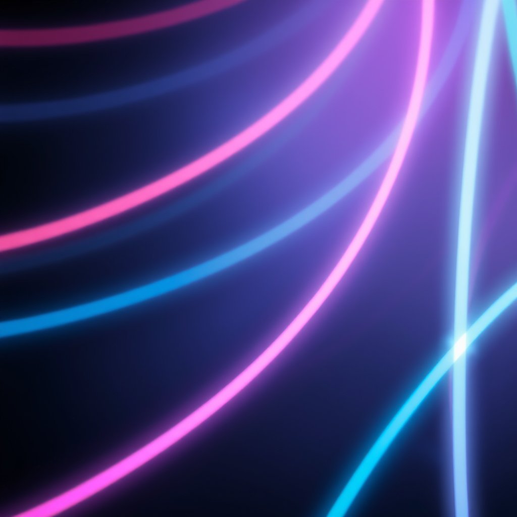 an abstract neon light trails on black background, bright and airy, pastel tones, dreamy aesthetic
