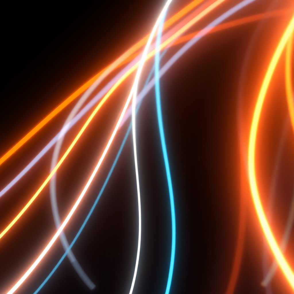 an abstract neon light trails on black background, ultra realistic, crisp details, studio quality