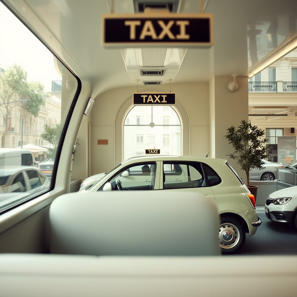 entreprise de taxi, bright and airy, pastel tones, dreamy aesthetic