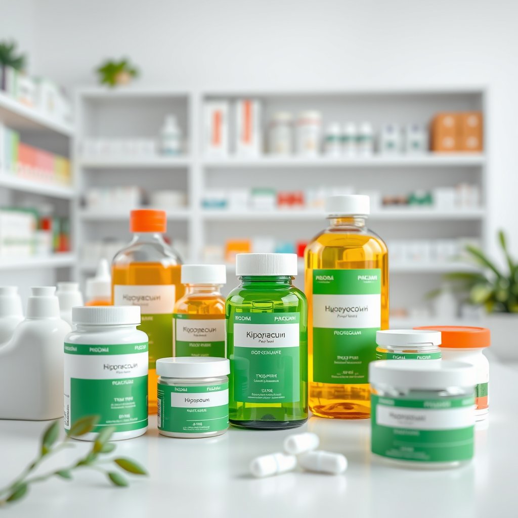 pharmacy products on a clean white background — Аптека «Здоровье», ultra realistic, crisp details, studio quality