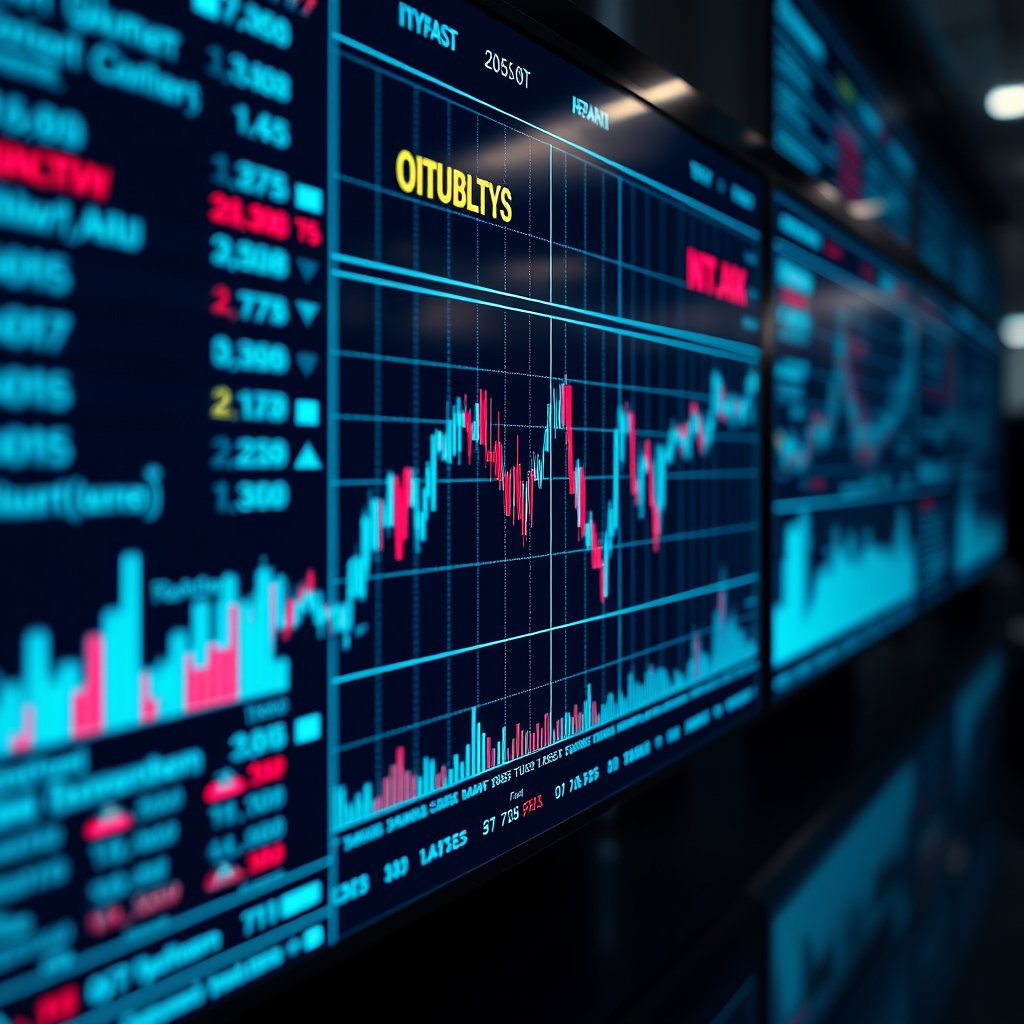 a stock market data visualization on a screen, ultra realistic, crisp details, studio quality