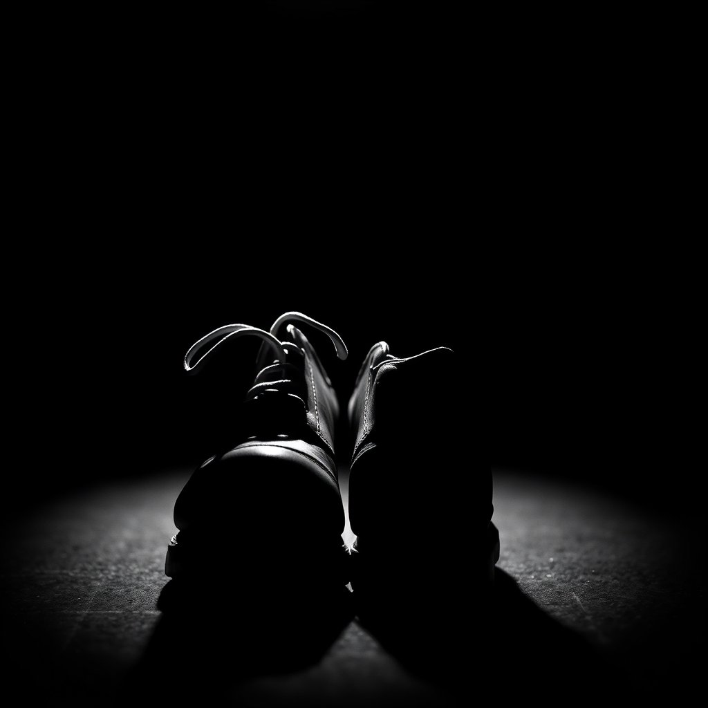 shoes, moody lighting, high contrast, fine art photography