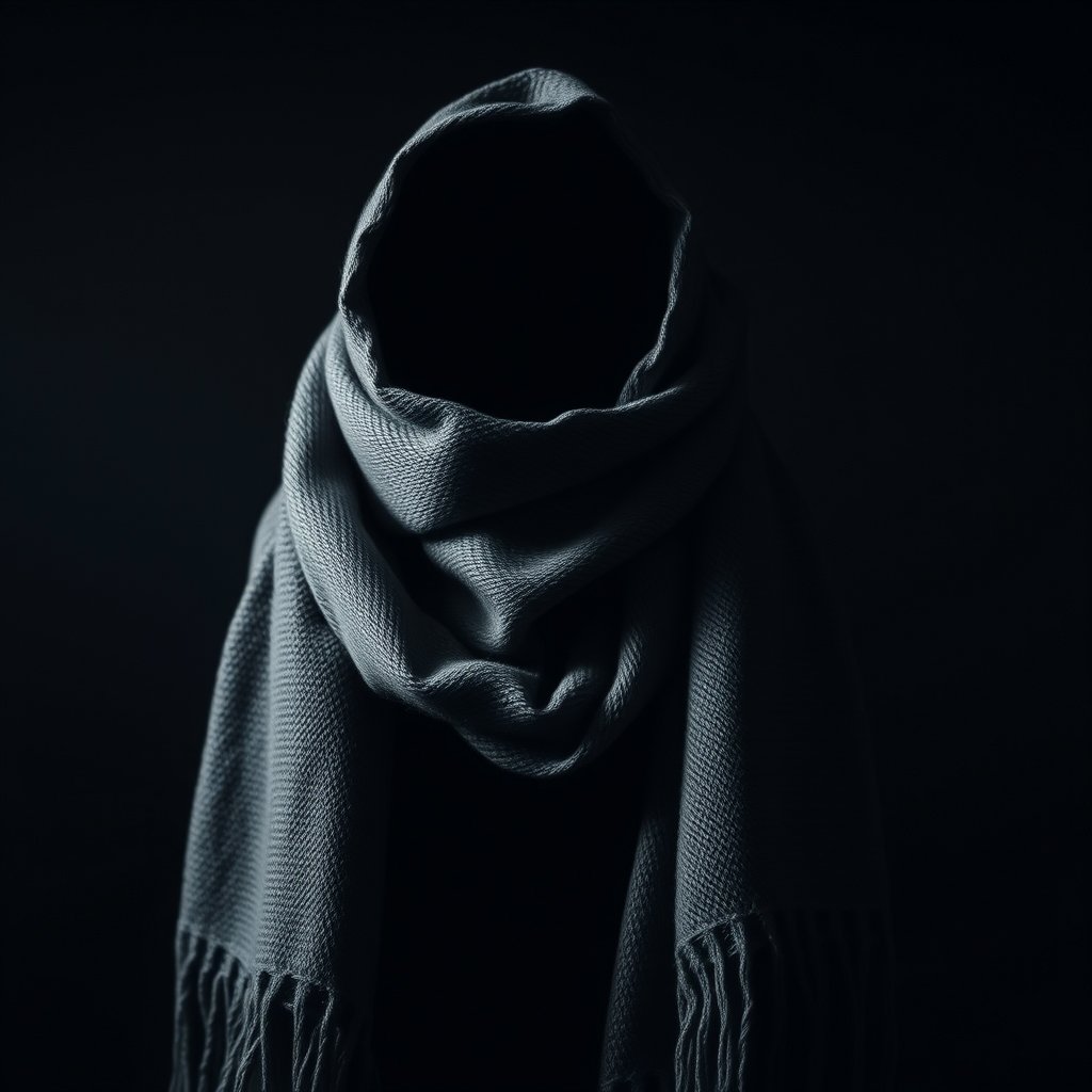 scarf, moody lighting, high contrast, fine art photography