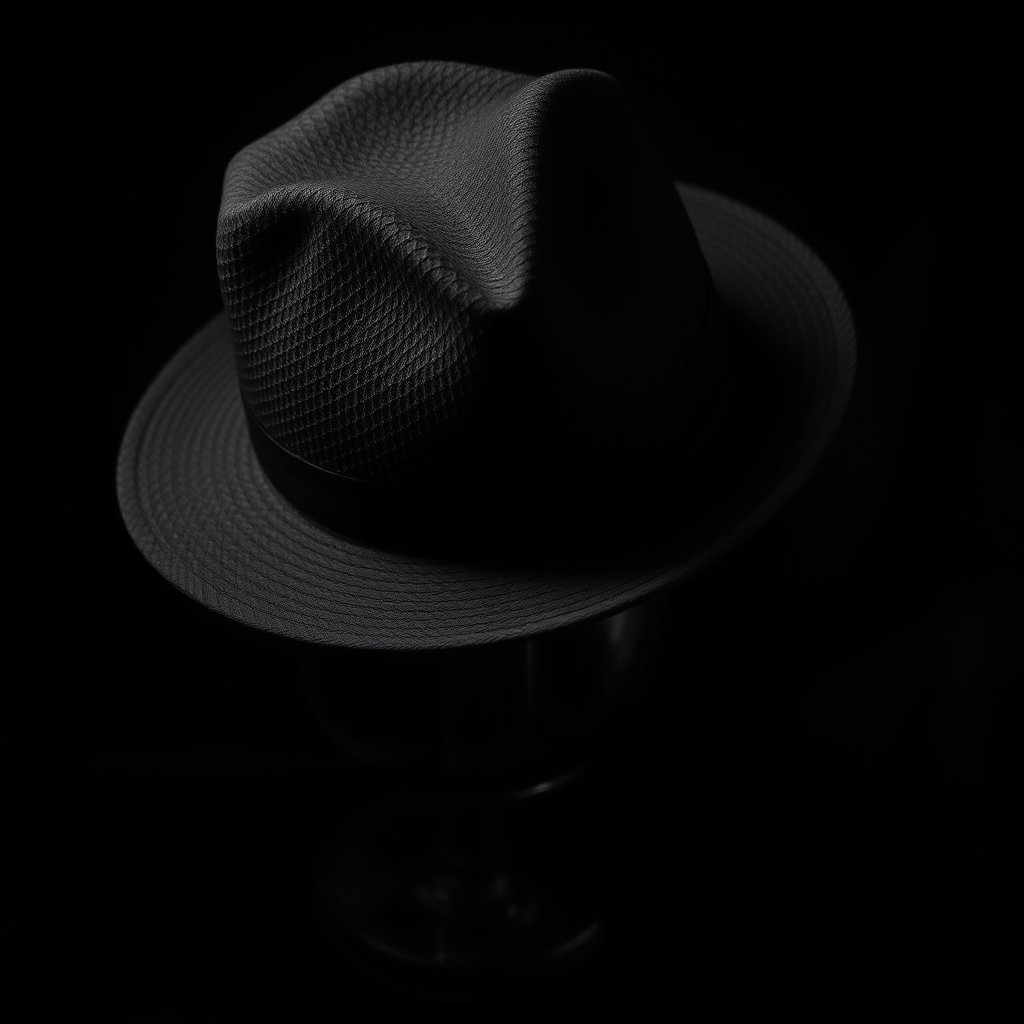 hat unisex, moody lighting, high contrast, fine art photography