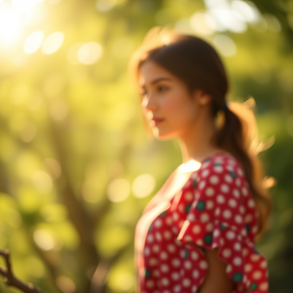 camisa de cuadros, soft natural light, shallow depth of field, bokeh