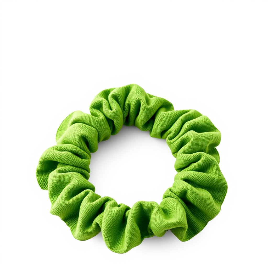 top view
green scrunchie
no background, highly detailed, 8k, professional photography, sharp focus