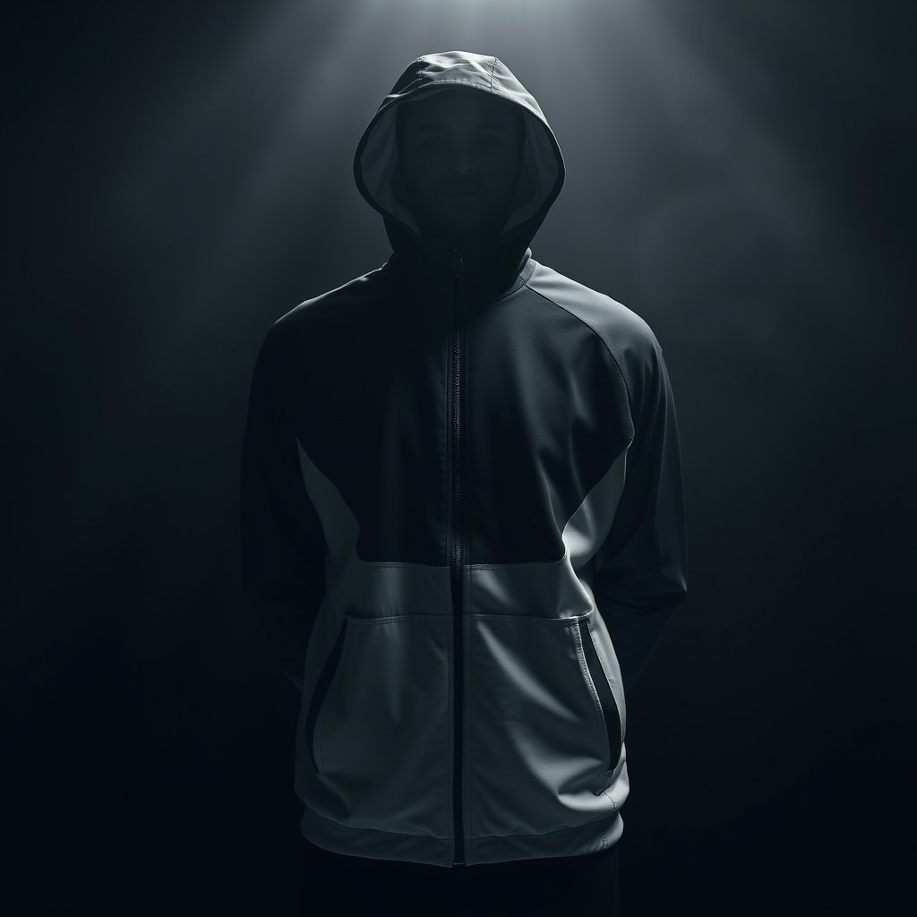 chaqueta deportiva, moody lighting, high contrast, fine art photography