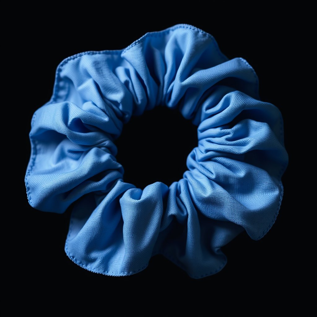 bleu scrunchie top view
no background, moody lighting, high contrast, fine art photography