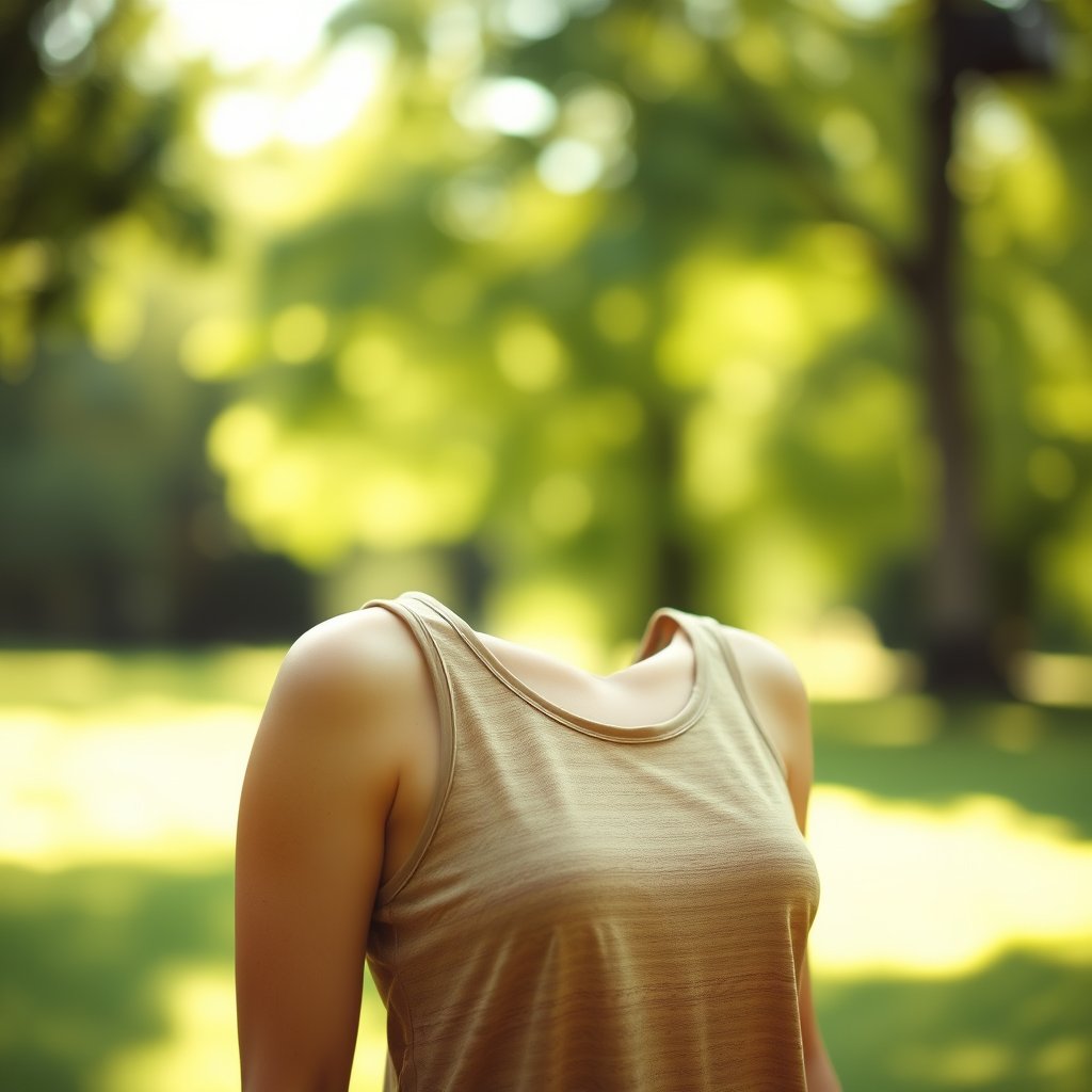 tank top, soft natural light, shallow depth of field, bokeh