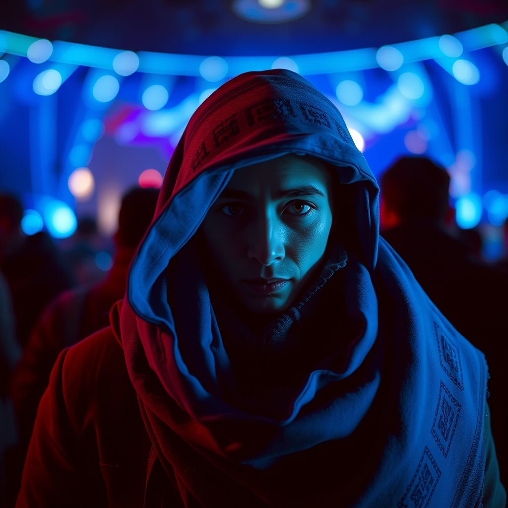 scarf blue, cinematic lighting, vibrant colors, dramatic atmosphere