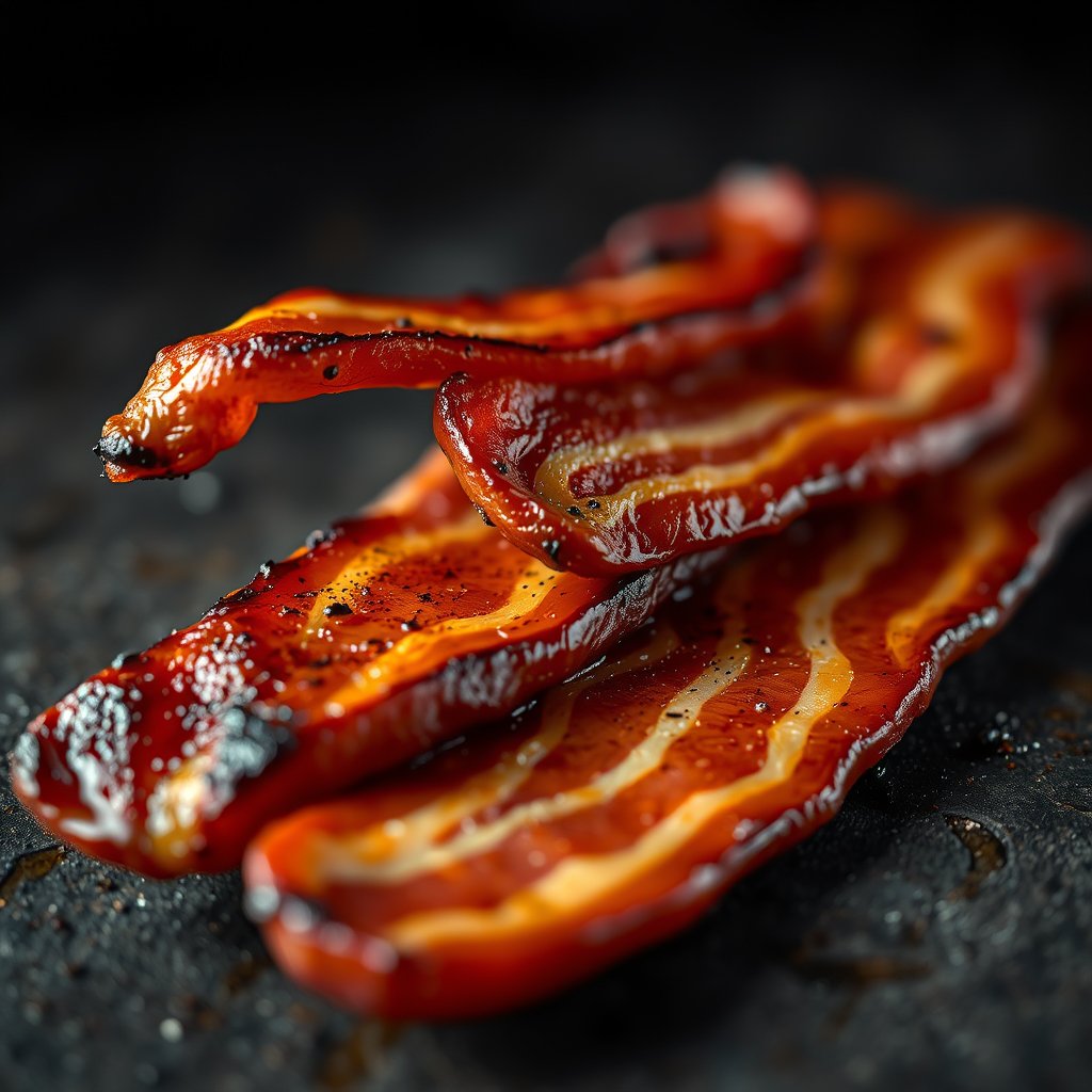 smoked bacon, highly detailed, 8k, professional photography, sharp focus