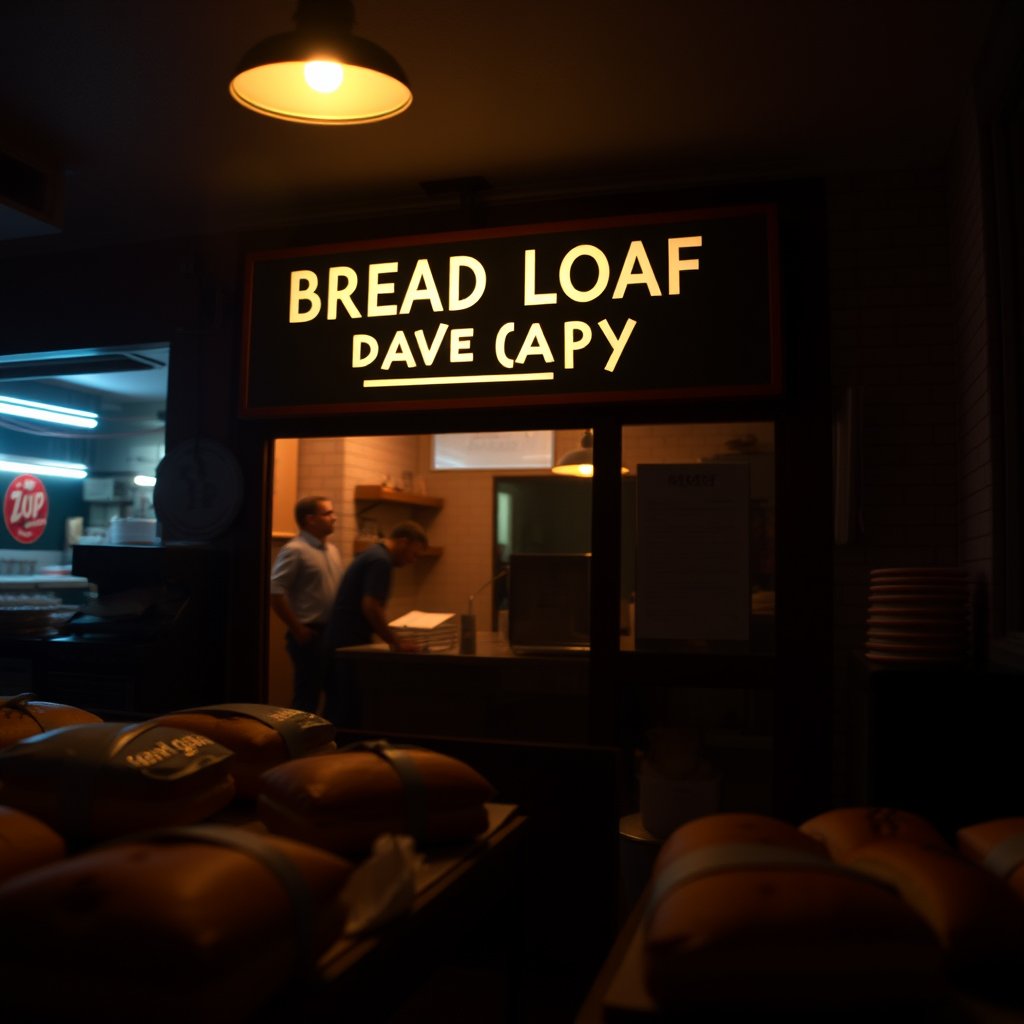 bread loaf bakery, cinematic lighting, vibrant colors, dramatic atmosphere