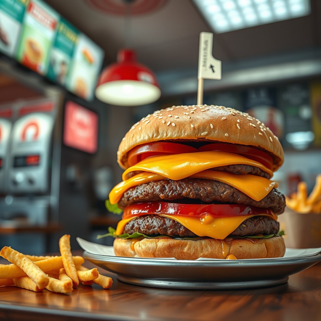 food burger restaurant interior fast food, highly detailed, 8k, professional photography, sharp focus