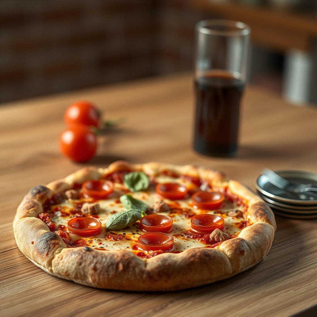 pizza, ultra realistic, crisp details, studio quality