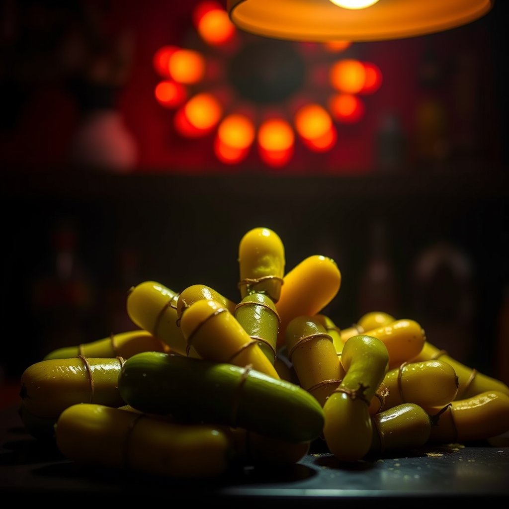 pickles, cinematic lighting, vibrant colors, dramatic atmosphere