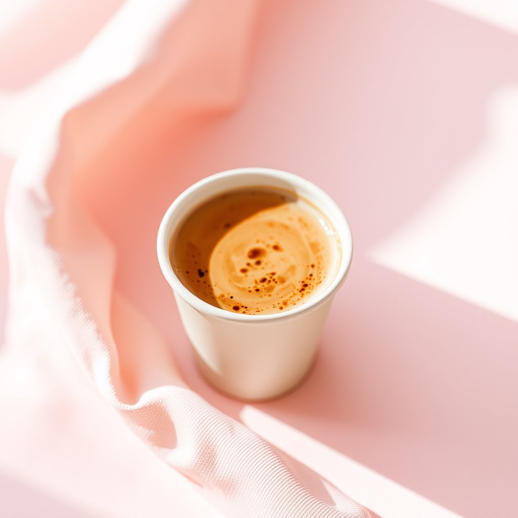 coffee drink in a paper cup, food photography, warm light — Фильтр-кофе Эфиопия, bright and airy, pastel tones, dreamy aesthetic
