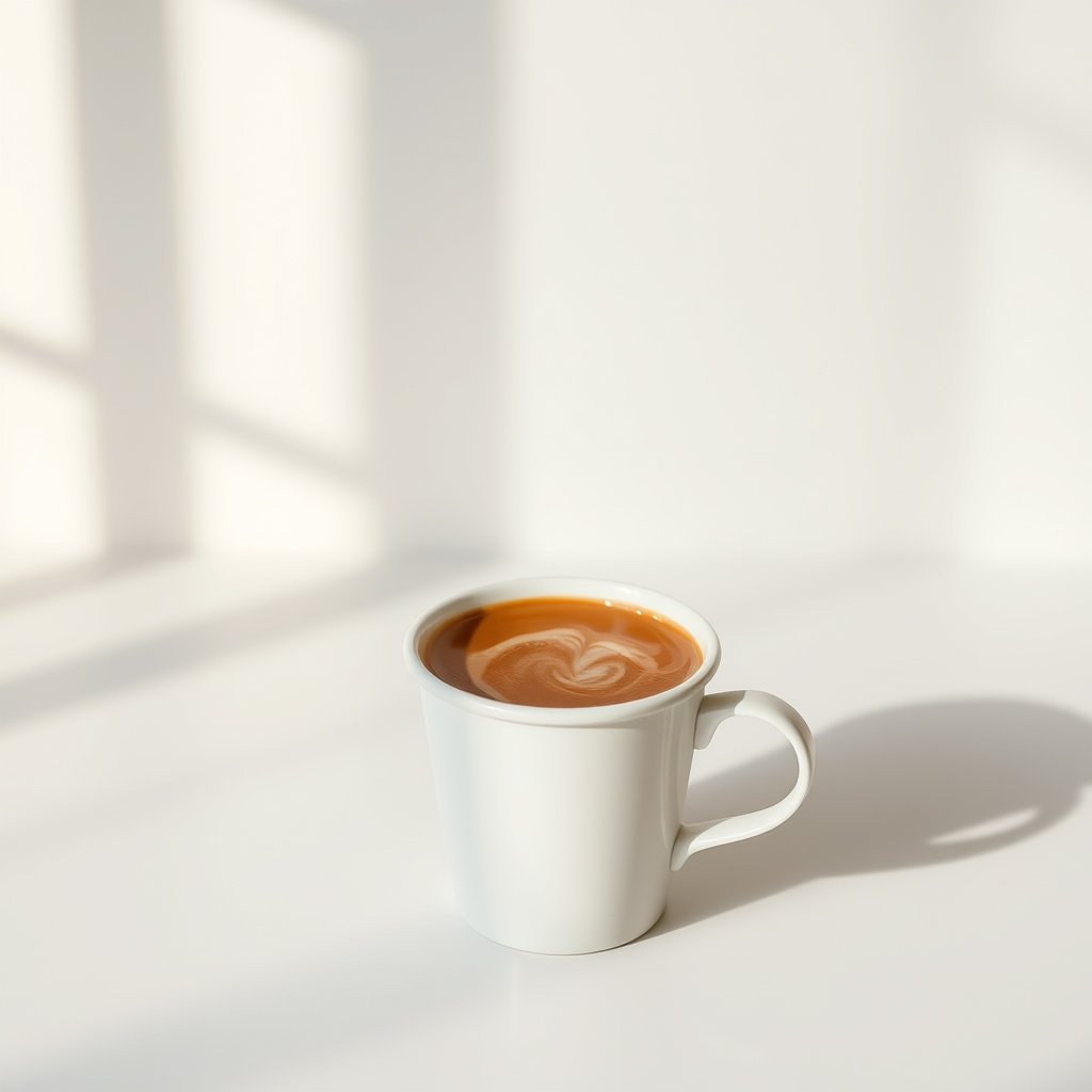 coffee drink in a paper cup, food photography, warm light — Капучино 0,3, minimalist composition, clean background, elegant