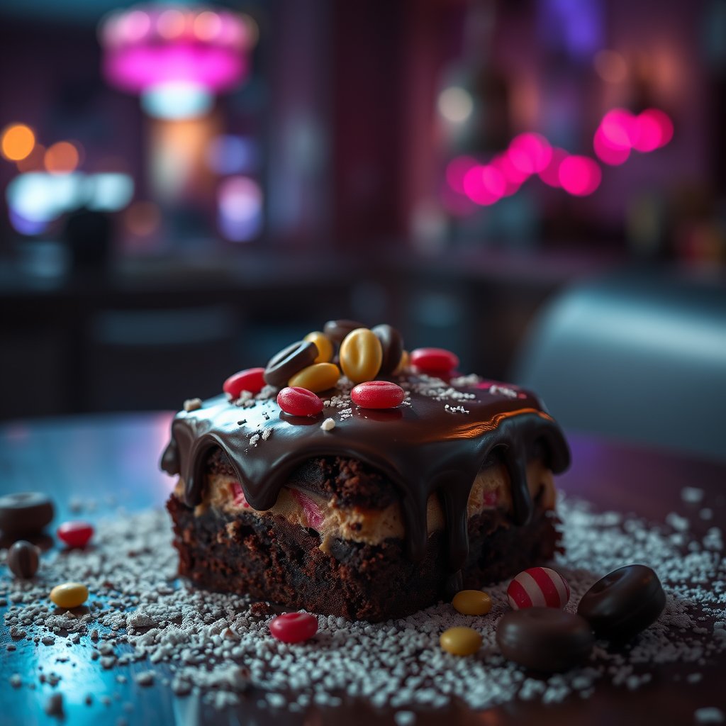 food sweets dessert candy chocolate, cinematic lighting, vibrant colors, dramatic atmosphere