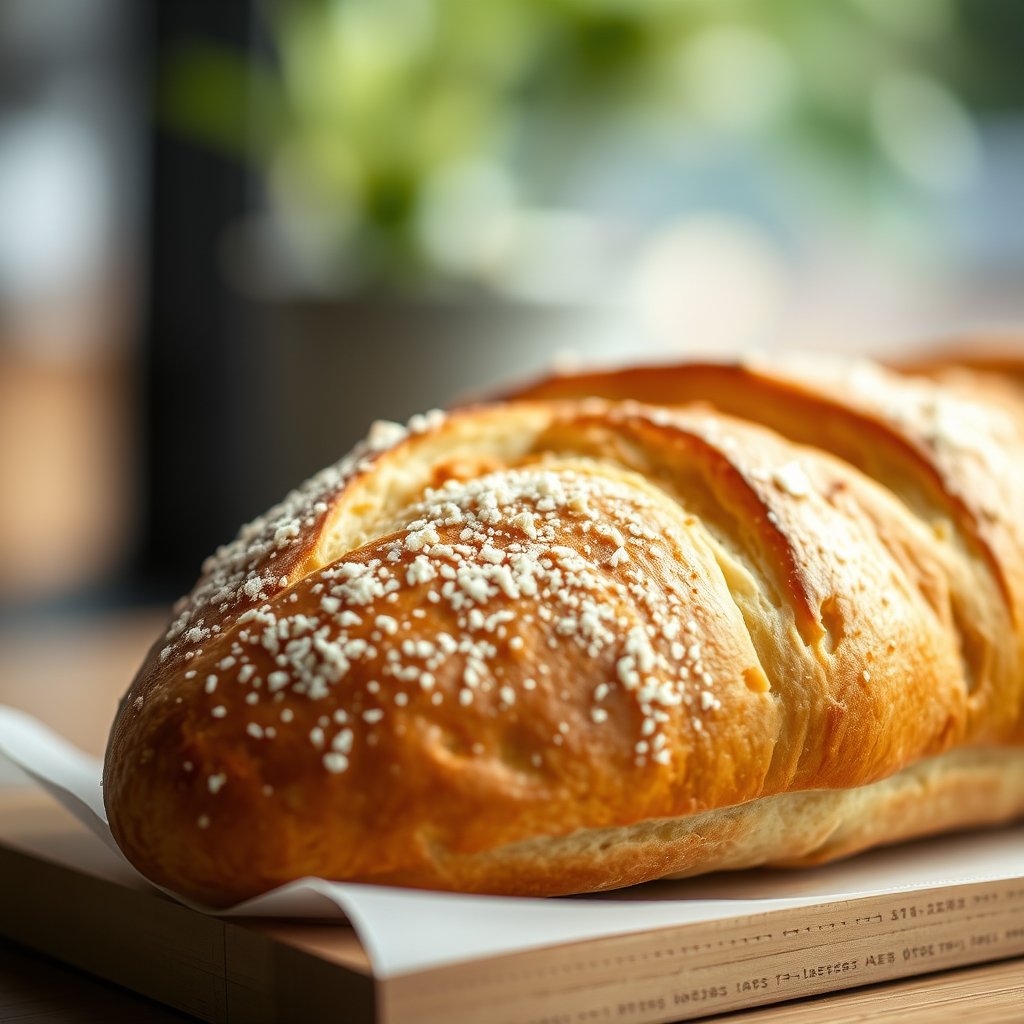 food fresh bread pastry bakery item closeup, soft natural light, shallow depth of field, bokeh