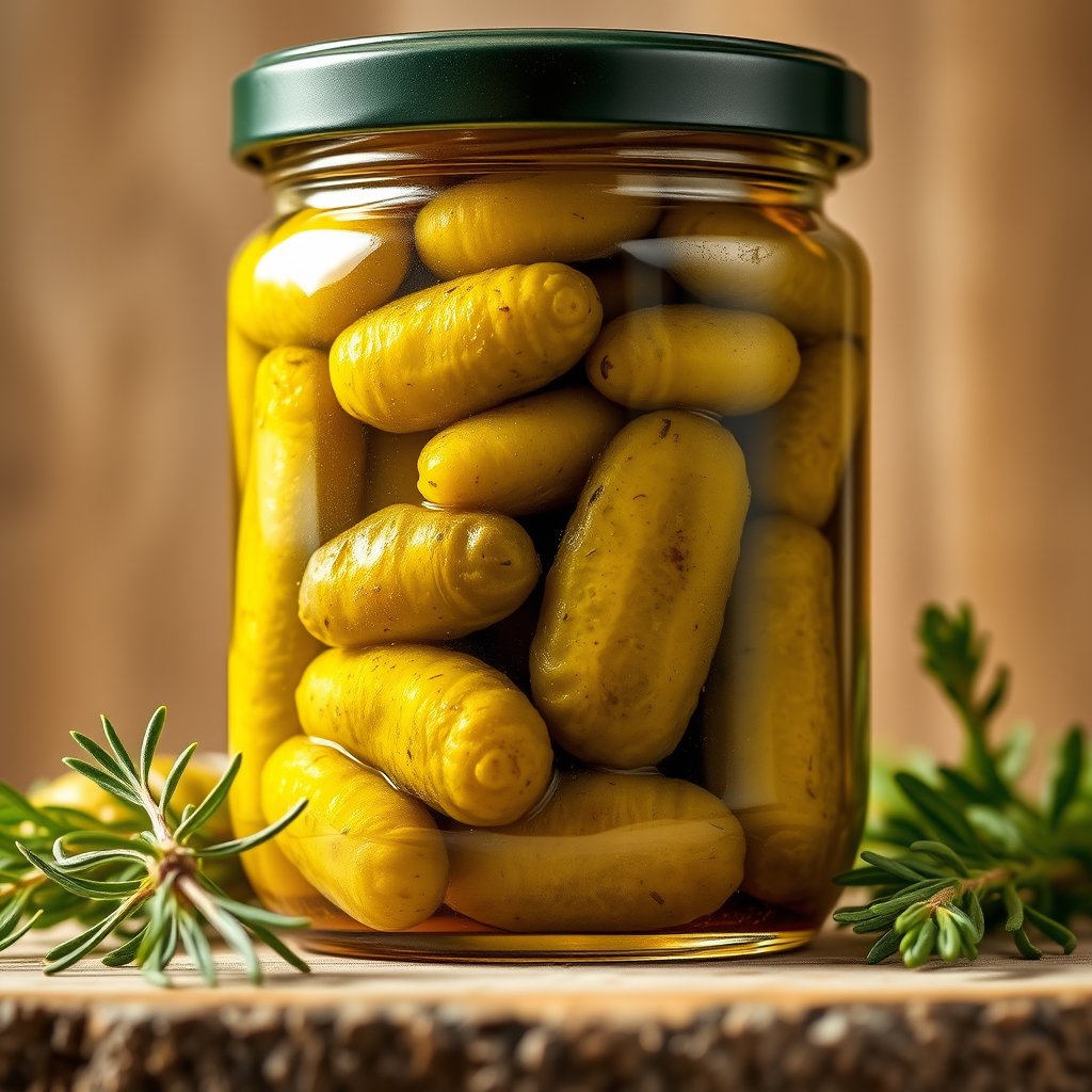 pickles in jar, highly detailed, 8k, professional photography, sharp focus