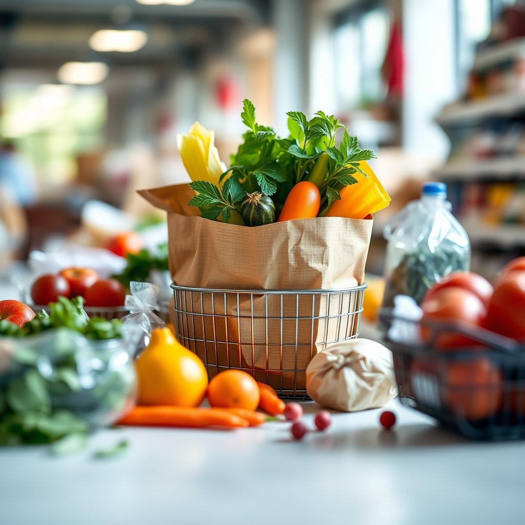 need hero image for a e-commerce groceries site in 600x400 dimension, soft natural light, shallow depth of field, bokeh