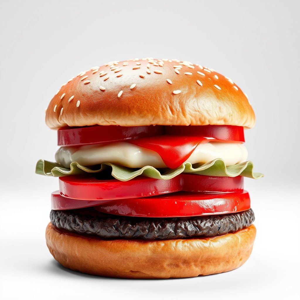 fast food blanc et rouge burger shot, ultra realistic, crisp details, studio quality