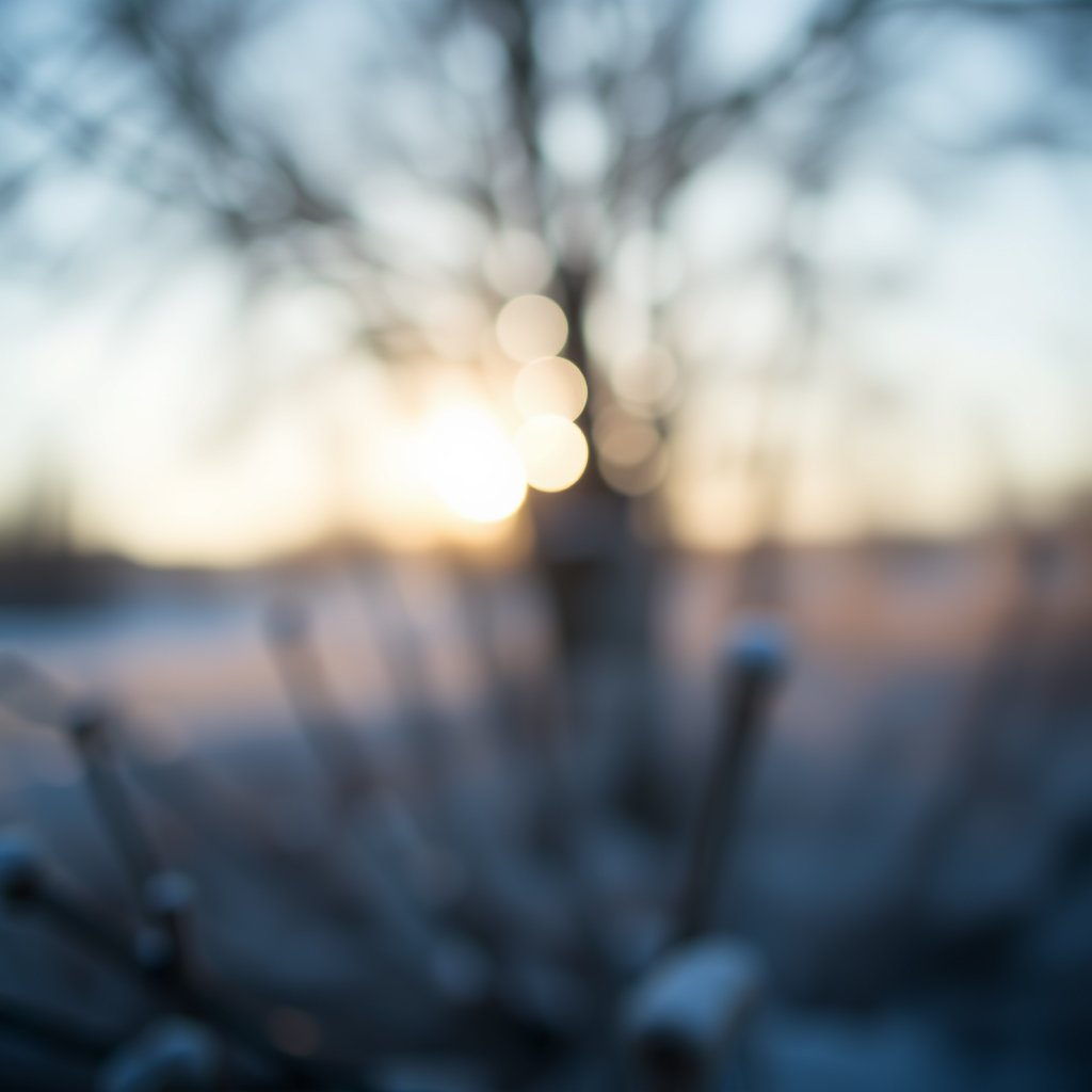 imagen que represente el invierno, soft natural light, shallow depth of field, bokeh