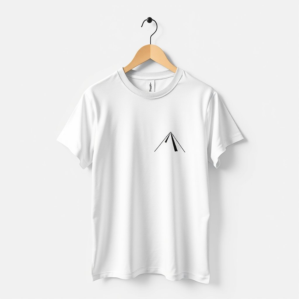 printed T-shirt, minimalist composition, clean background, elegant