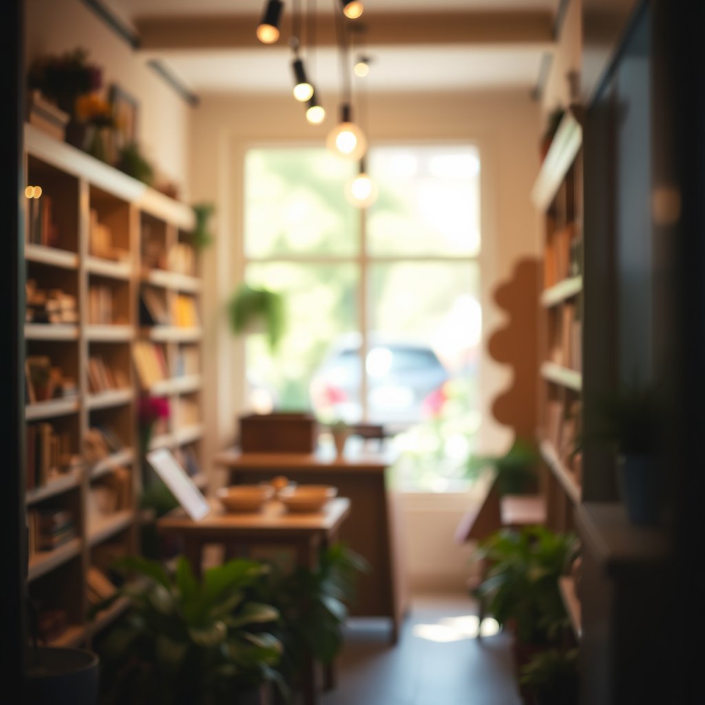 Je veux la photo d'une boutique de vetement, soft natural light, shallow depth of field, bokeh