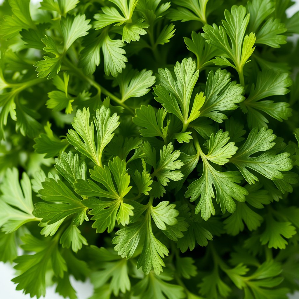 image of a bunch of coriander leaves, ultra realistic, crisp details, studio quality