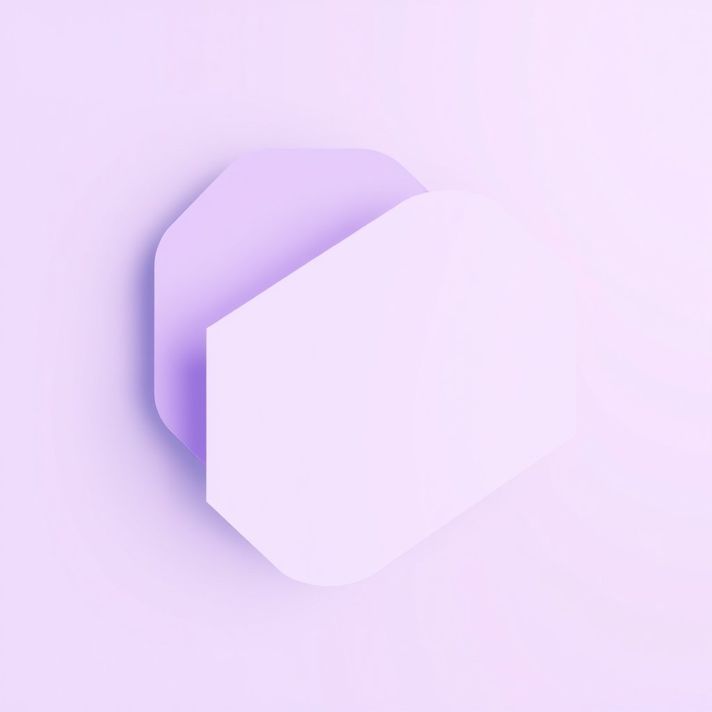 Elegant abstract geometric shapes in soft purple and lavender gradient, 3D render style with soft lighting, modern and clean, minimalist composition, pastel tones, dreamy aesthetic, no text, highly detailed, 8k, professional photography, sharp focus