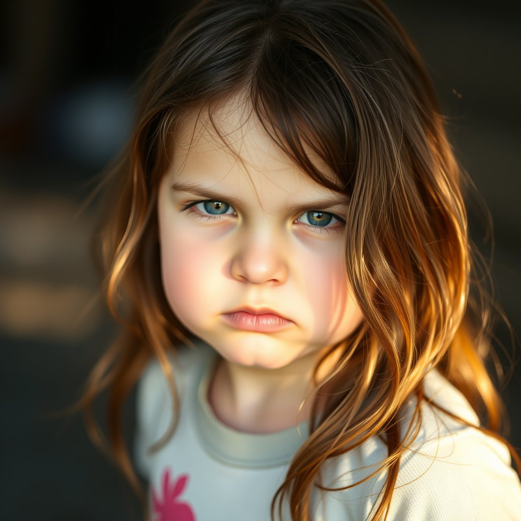 angry girl, soft natural light, shallow depth of field, bokeh