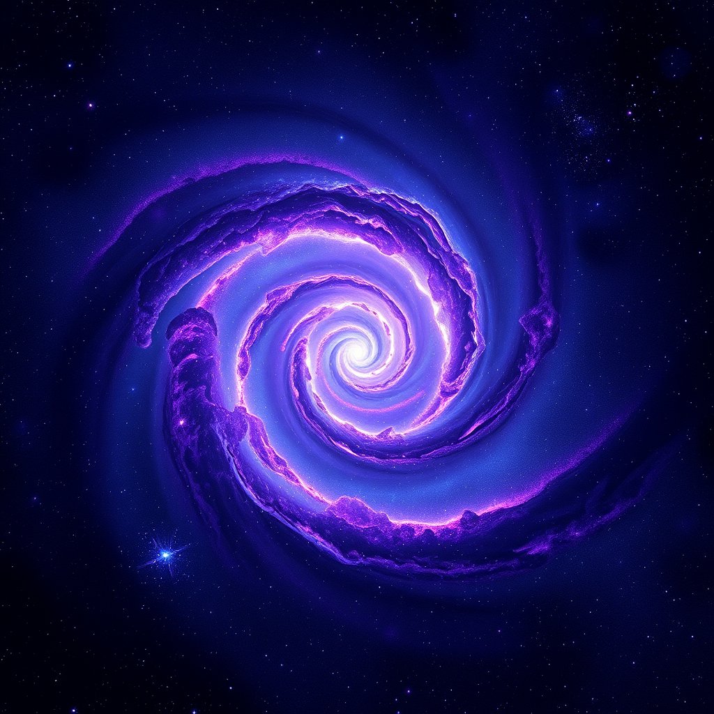 a spiral galaxy in vivid purple and blue colors, ultra realistic, crisp details, studio quality