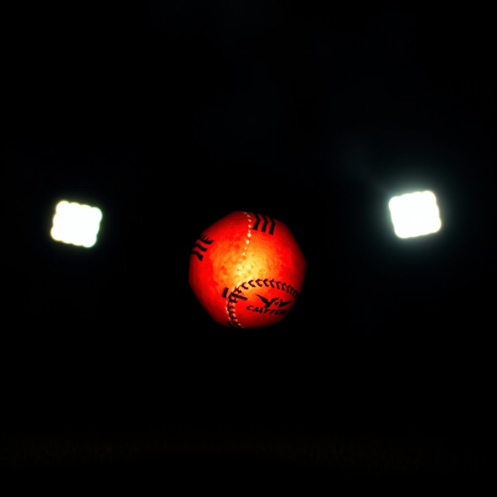 cricket ball, moody lighting, high contrast, fine art photography