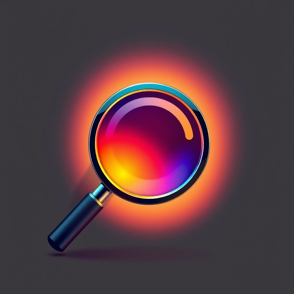 magnifying glass icon
simplistic, cinematic lighting, vibrant colors, dramatic atmosphere